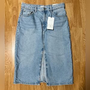 NWT Zara Denim Midi Skirt